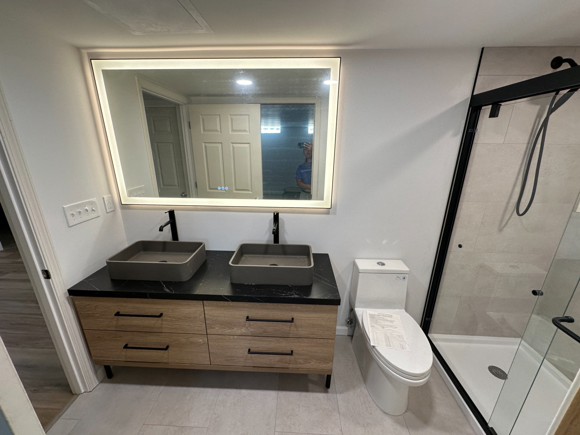 After — double vanity and mirror
